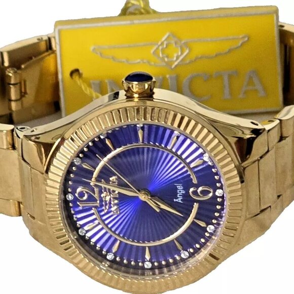 $895 MSRP- Invicta Womens Angel Blue Dial Gold Tone Quartz - No Box and Papers